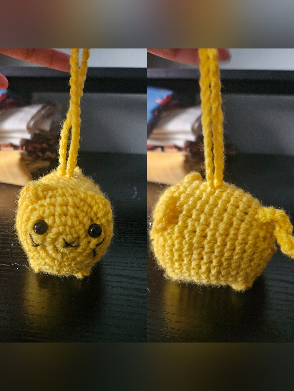 Handmade Yellow Crochet Cat Amigurumi Keychain - Picture 1 of 6